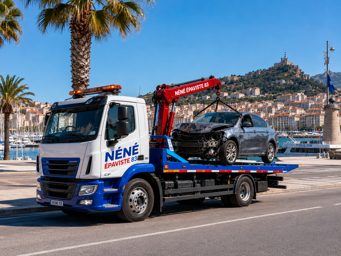 Épave voiture récupérée à Toulon